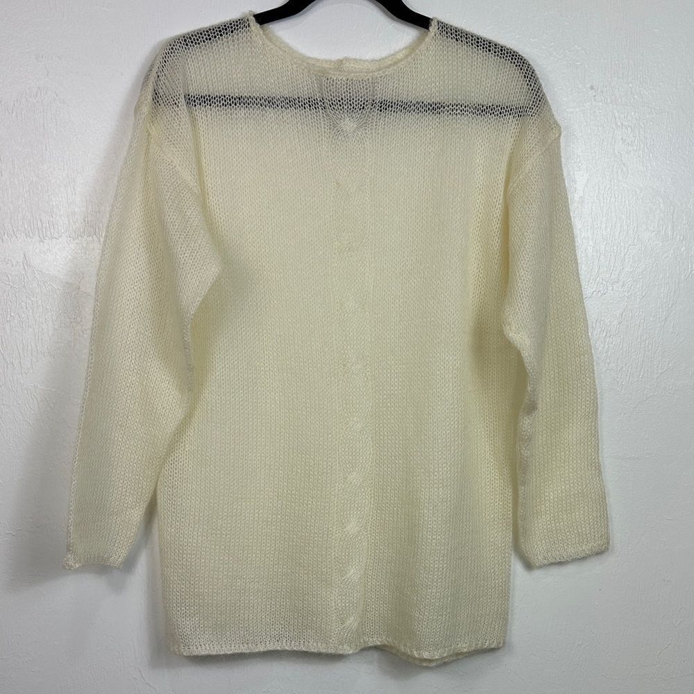 Express Tricot Vintage Mohair Blend Ivory Knit Sweater Size S